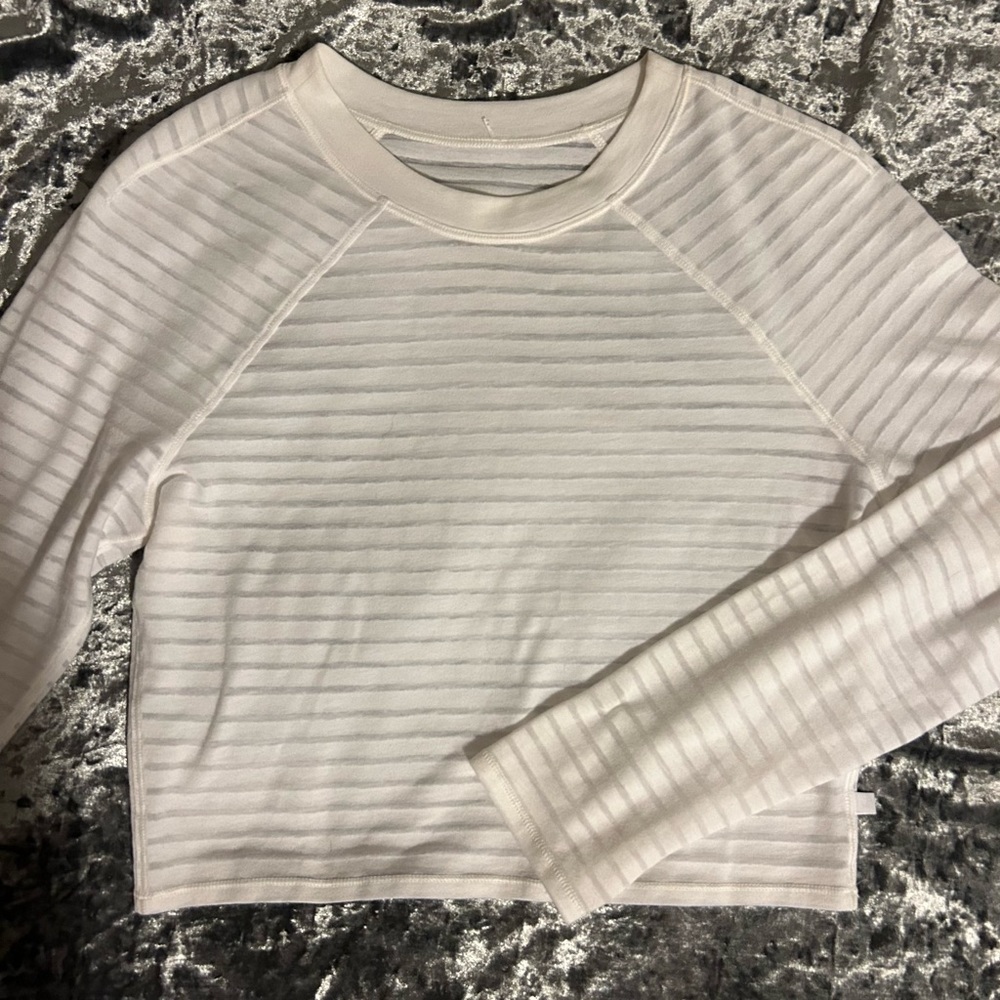 NEVER WORN! Lululemon white striped shirt!